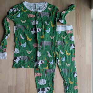 Little Sleepies Pajamas 2 Piece Long Sleeve Set - 4T Green Farm Animals